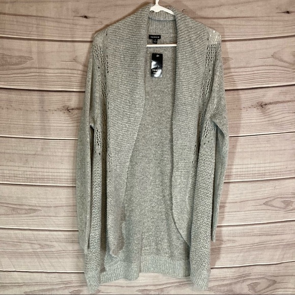 TORRID Grey Pointelle Knit Open Front Cardigan - Picture 2 of 11